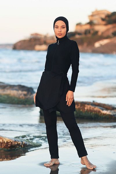 Remsa Mayo Pool Sea Connectable Lycra Skirt Pareo Black RP005 Remsa Swimsuit
