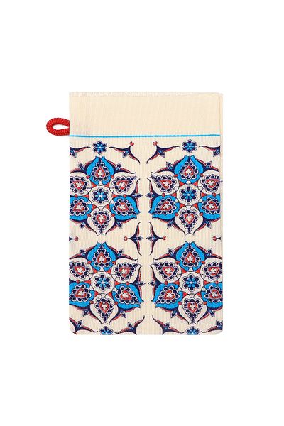 Bursa İpek Turquoise Red Printed Anatolian Pattern Pouch
