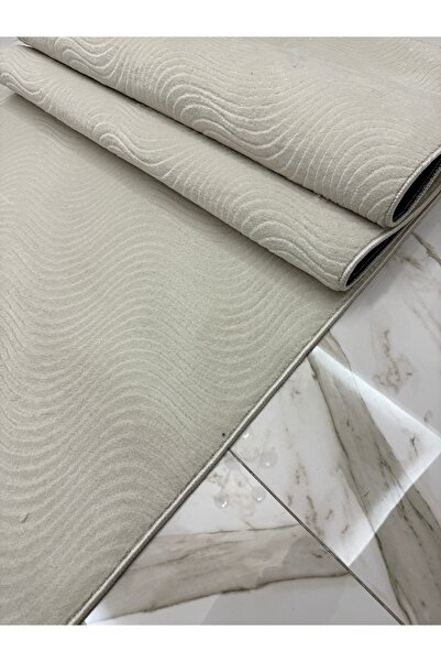 ENDER HALICILIK Bukle Krem Kabartmalı Rölyef Kaymaz Pamuk Tabanlı Yıkanabilir...