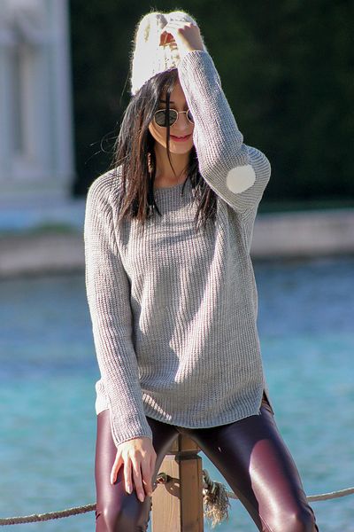 AVORWE Πλεκτό Πλεκτό Πουλόβερ Αιθουλίας με Αξεσουάρ Αγκώνα
