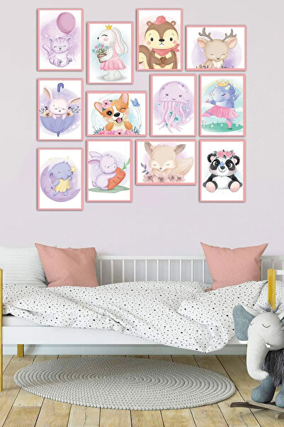 kutuTR Dekorize Mdf Tablo Seti 12 Parça 3 mm - Çocuk Odası İçin Duvar Dekoru