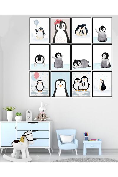 kutuTR Dekorize Mdf Tablo Seti 12 Parça 3 Mm - Penguen Salon Oturma Yatak Oda...