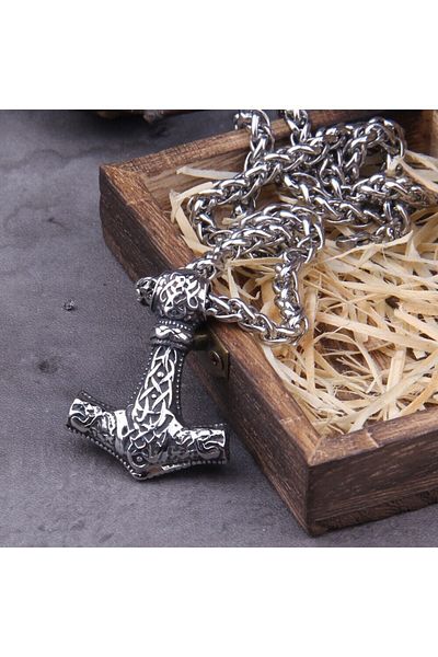 Viking Thor Hammer Mjollnir Valhalla - 316L Nordic Men's Necklace