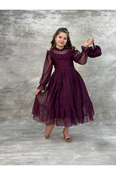 Fatma Kına Fenomen Kids Nisa model çocuk dantelli elbise