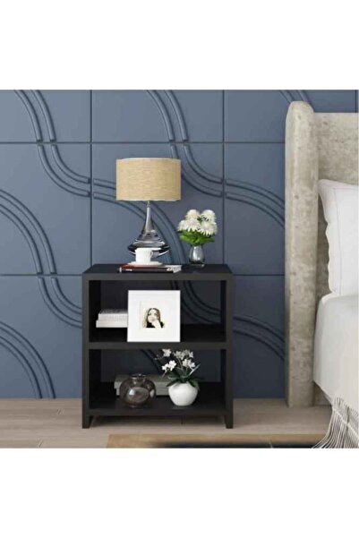 UYSAL FURNİTURE KOMODİN Bölmeli Yatak Odası Komodini SİYAH
