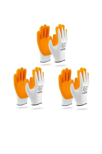 DEMİR SAFETY Nitril İş Eldiveni X 3 Adet (3 Çift) Polyester İpten Örme Latex