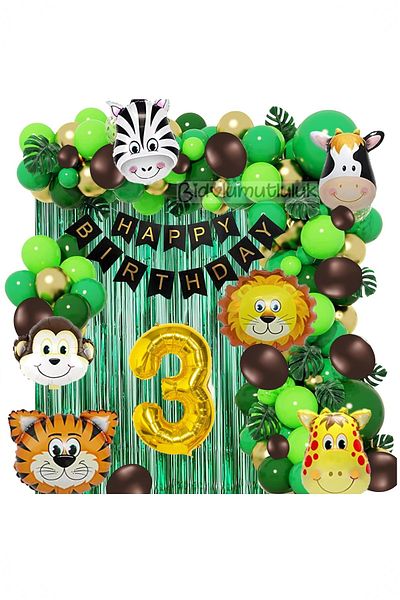BİDOLUMUTLULUK Safari Concept Birthday Set Party Entertainment