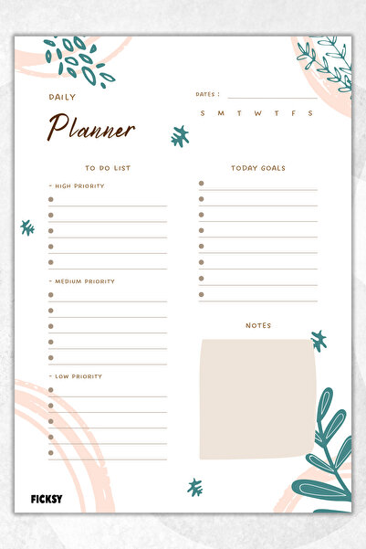 Ficksy مخطط يومي - مقاس A4 للقيام به - 30 ورقة - مخطط يومي