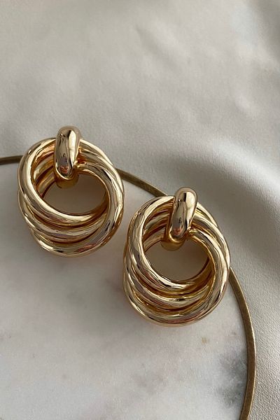 gaila design Steel Spiral Gold Color Earrings