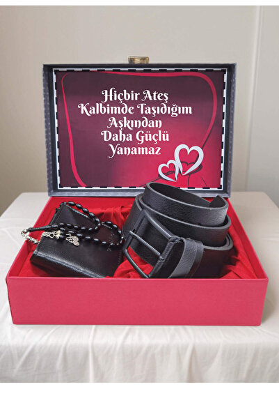 Sionar هدية عيد الحب للرجال، صندوق هدايا للحبيب، مجموعة محفظة بحزام مسبحة