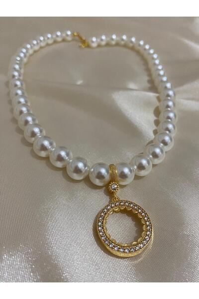 ENT COLLECTİON Çeyrek Altın Uyumlu İncili Kolye - Çeyrekli Kolye - İncili Çey...