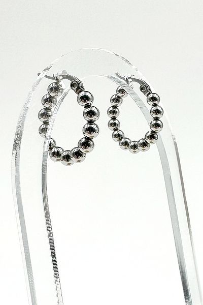 Onouqo Silver Color No Darkening and Rusting Steel Hoop Earrings