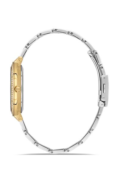 FERRO Yellow and Silver Steel Band Women's Wrist Watch Fl21449A-D6