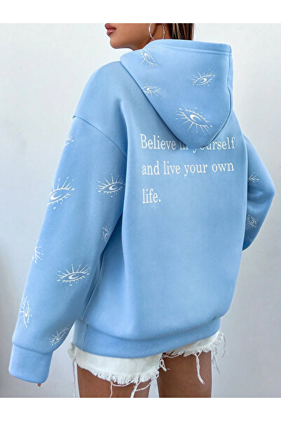 blausee wear Hanorac cu glugă pentru femei Blue Eye cu imprimeu 3 Thread Ş cu...