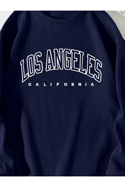 MAGORS STIL-X ВЕЛОСИПЕДНИЙ КОМИР З БАВОВНИ, СИНІЙ КОЛІР, НАДРУК «LOS ANGELES», ОVERSIZE СВІТШОТ