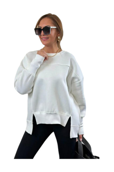 GGMM Ovirsize Sweatshirt Önü Kısa Arkası Uzun Üç Iplik Kalın