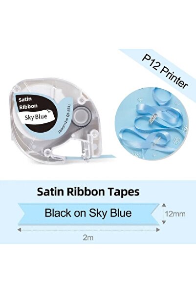 Phomemo Q5-R531 Saten, Gökyüzü Mavi Üzerine Siyah 12mmx2m (Sky Blue) P12/ P12...