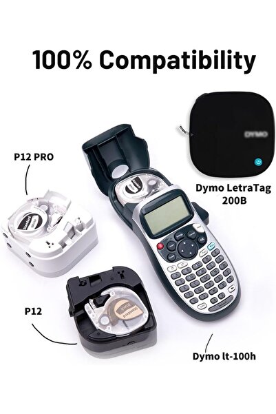 Phomemo Q5-TB131 Plastik, Şeffaf Üzerine Siyah 12mmx4m (Clear) P12/ P12pro için Yapışkanlı Etiket Şeridi