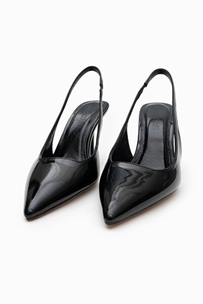 NİŞANTAŞI SHOES Sherly Black Patent Leather Ankle Strap Women's Heeled Shoes
