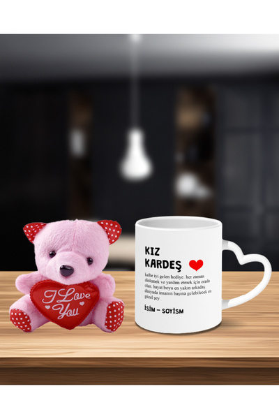 lenostra Kiz Kardese Dogum Gunu Hediyesi Pembe Ayıcık Anahtarlık ve Kişiye Öz...