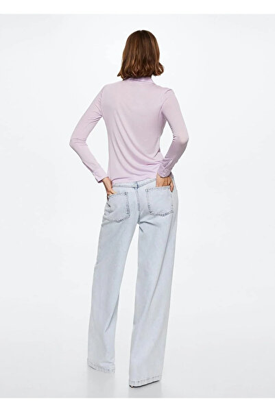 MANGO Woman Fialové dámské tričko Polo Neck 37093853