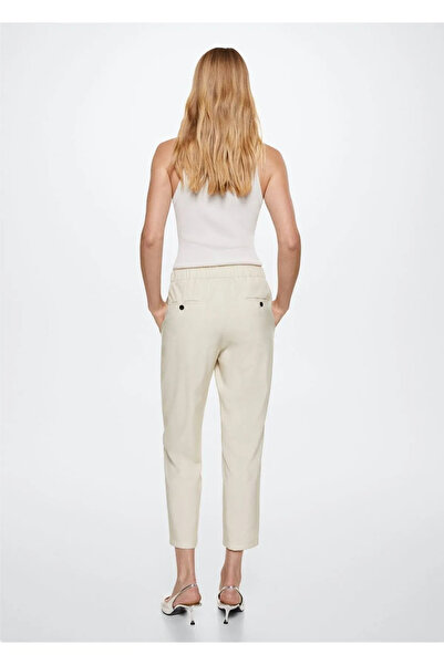 MANGO Ekru Kadın Pantolon 37085819