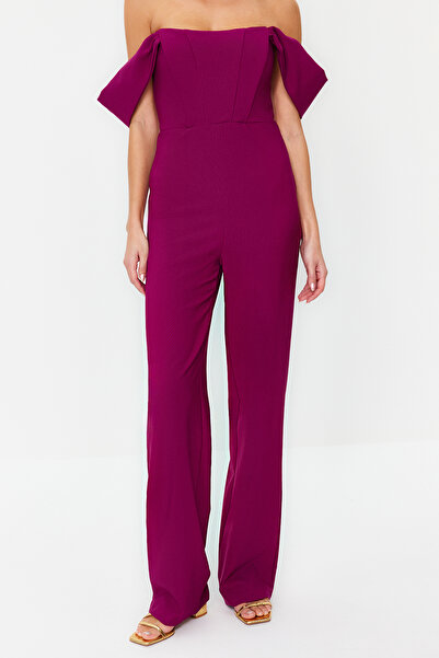Trendyol Collection Underwire Plum Woven Jumpsuit - Lined, TPRSS22TU0070