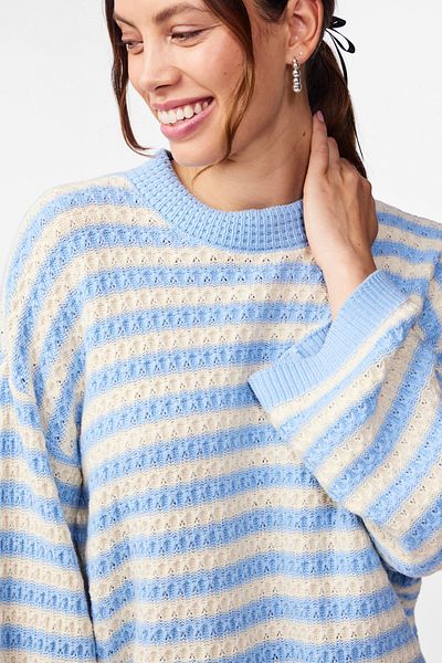 YAS. YASBLUES LS KNIT PULLOVER S