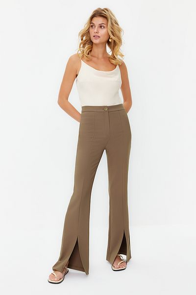 Trendyol Collection Khaki Flare Slit Detailed Woven Trousers TWOAW22PL0046