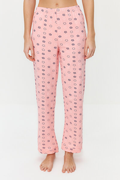 Trendyol Collection Lazac pamut csillag mintás kötött pizsama alsó THMSS23PJ00003