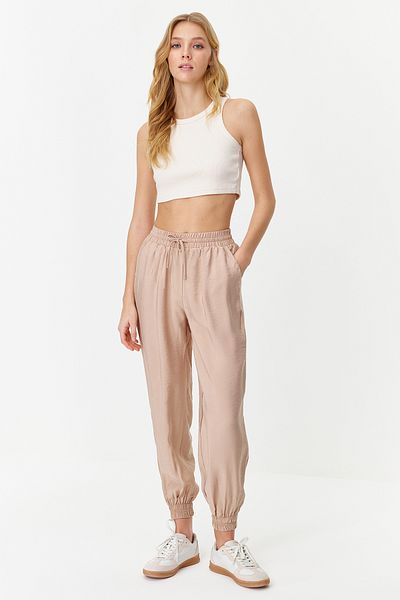 Trendyol Collection Beige Elastic Waist Jogger Woven Trousers TWOSS20PL0129