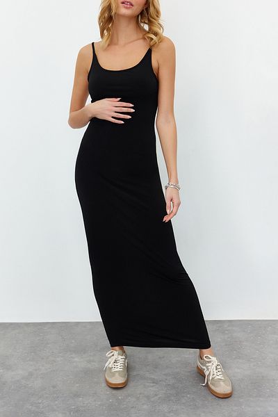 Edit by Trendyol Μαύρο Πλεκτό Φόρεμα Maxi Strappy TEDAW24EL00001