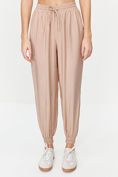 Trendyol Collection Bézs elasztikus derék Jogger szőtt nadrág TWOSS20PL0129