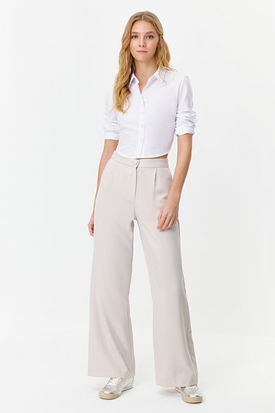 Trendyol Collection Graue, plissierte Webhose mit weitem Bein TWOSS21PL0189