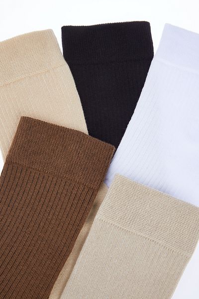 Trendyol Collection Pamut texturált 5 csomagos közepes főiskolai és teniszzokni - TMNSS24CO00005