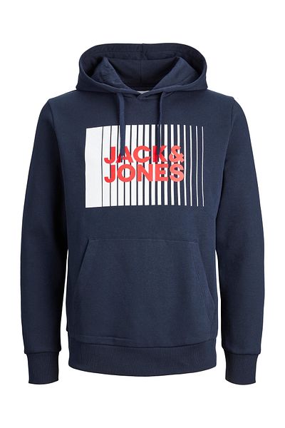 Jack & Jones Kapuzenpullover CORP LOGO Hoodie mit Tunnelzug, Kängurutasche und Label-Print