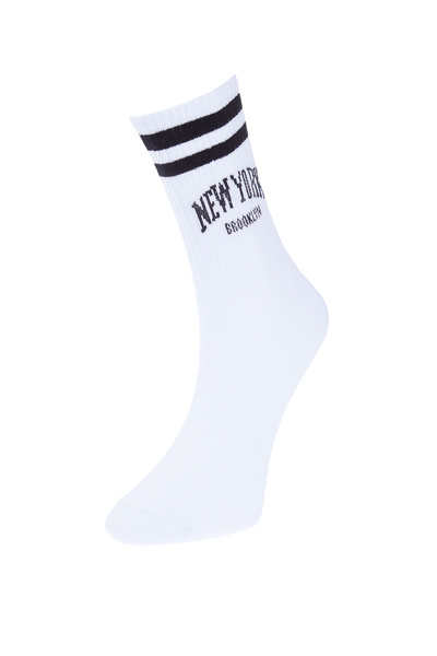 Trendyol Collection Pack of 5 Striped and Text Embroidered COllege-tennis-medium Socks - COlorful TMNSS24co00011