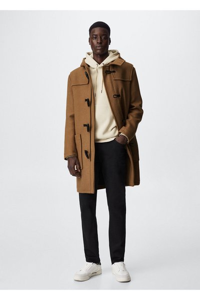 MANGO Man Koyu Camel Erkek Yetişkin Palto  37016303