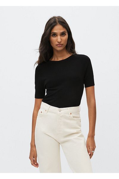 MANGO Woman Czarny damski stanik dla dorosłych 37050253