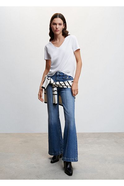 MANGO Woman Λευκό Γυναικείο T-Shirt 37000007