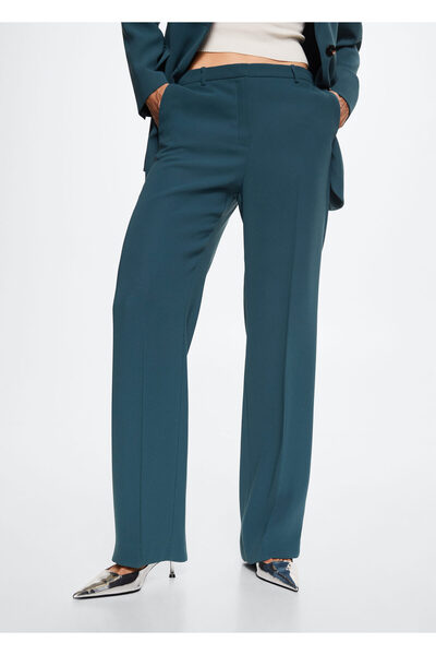 MANGO Woman Pantaloni de damă albaștri 37064379