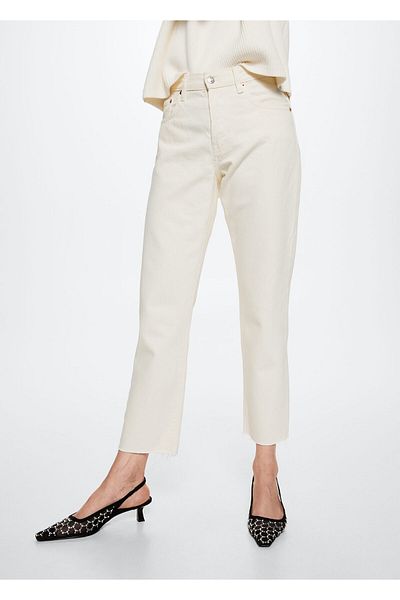 MANGO Ecru Women's Jeans 37083834