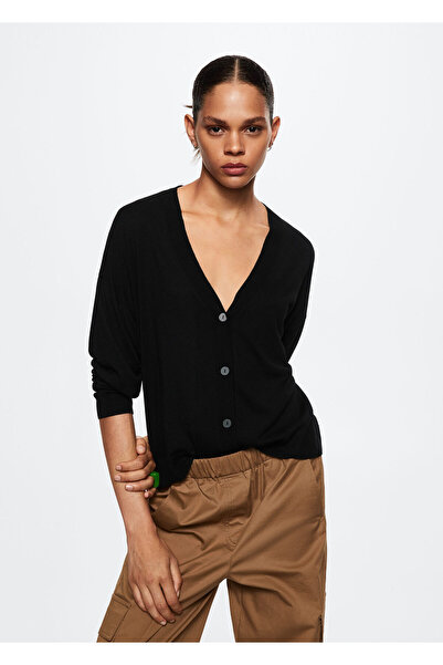 MANGO Woman Černý dámský cardigan 37063834