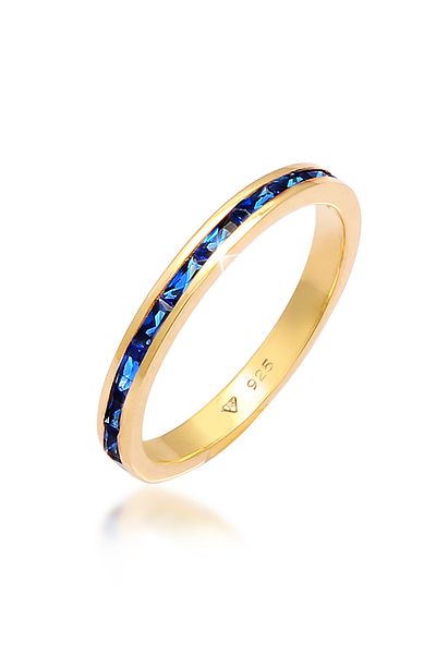 ELLI Ring Damen Modischer Trend Mit Saphiren In 925 Sterling Silber Vergoldet