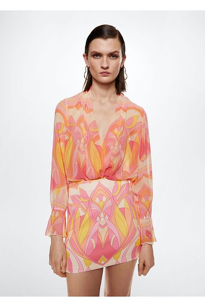 MANGO Woman Gorset damski różowy 37081301