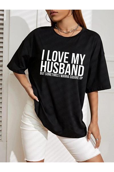 Khione Μπλουζάκι Unisex ILOVEMYHUSBAND Printed Oversize 100% βαμβάκι