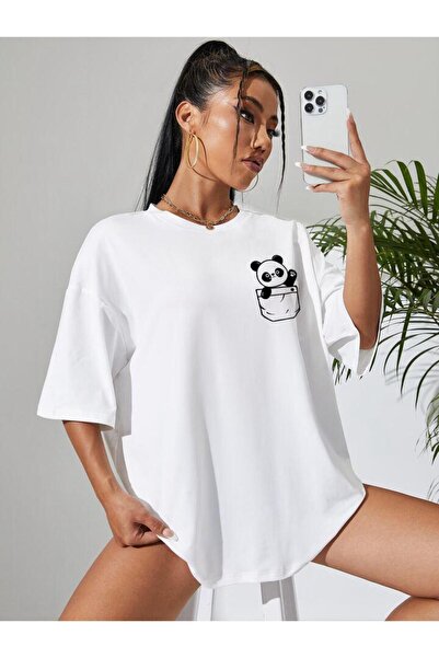 Khione Μπλουζάκι Unisex Bear Printed Oversize 100% βαμβάκι