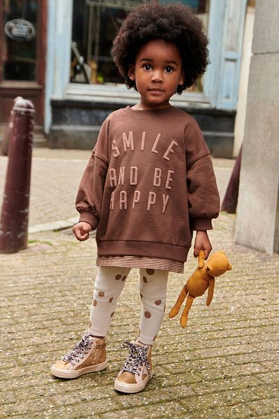 Next Baby 100% Cotton Brown Oversize Sweatshirt Tights Top and Bottom Set