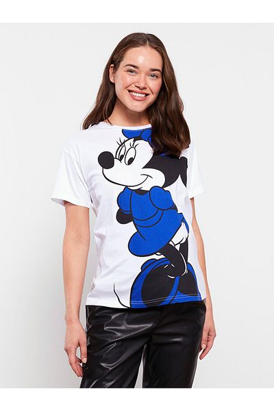 LC Waikiki Kurzarm-Umstands-T-Shirt mit Rundhalsausschnitt und Minnie Mouse-Aufdruck