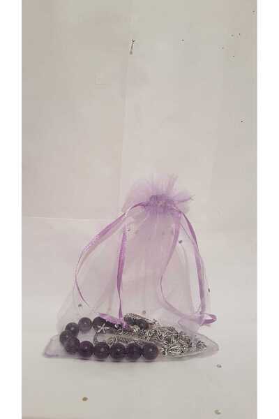 TILSIMLITAŞLAR Ametist Taşı Zaza (Padişah) Tesbihi 10mm Hakiki Taşlı 13lü Ayyıldız Çift İmameli